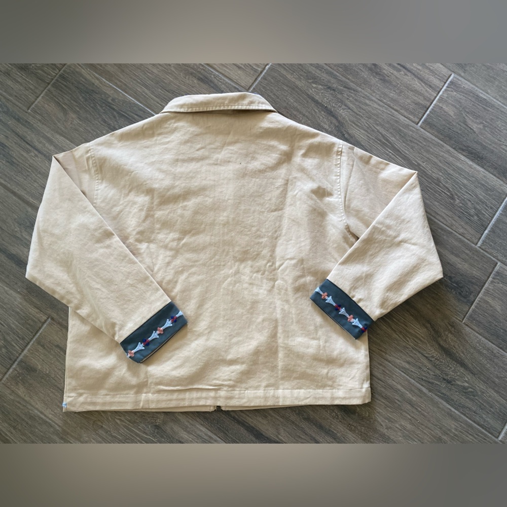 FOUND Floral Zip-Jacket FLORAL EMBROIDERED WORK JACKET in birch NWT Small - Picture 6 of 10